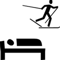 Vector icons of a skier & a person in a bed at Liebes Rot Flueh