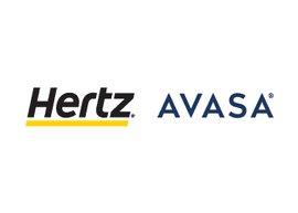 Un logo oficial de Hertz Avasa en Live Aqua Resorts