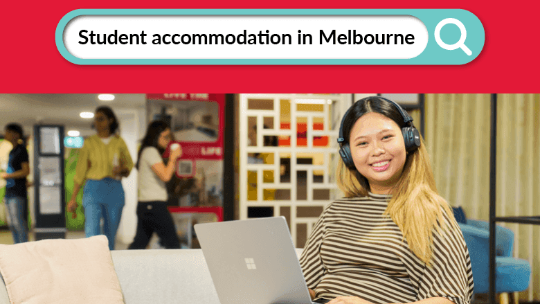 Smiling woman in headphones using laptop on couch at Student Living on Villiers.
