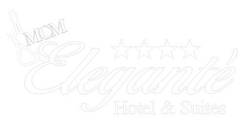 Official logo of MCM Elegante Hotel & Suites Lubbock in white