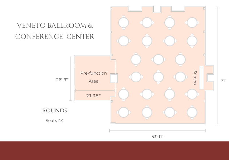 Ballroom layout with round tables