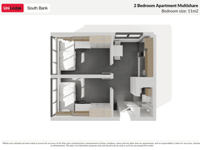 UniLodge South Bank - 2bed multishare Floorplan - Web
