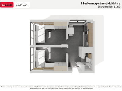UniLodge South Bank - 2bed multishare Floorplan - Web