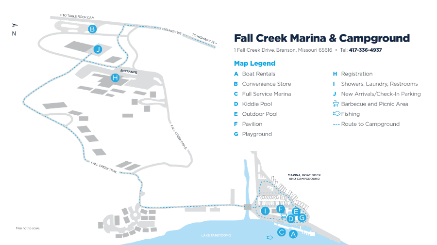 Sitemap for the Fall Creek Marina & Campground