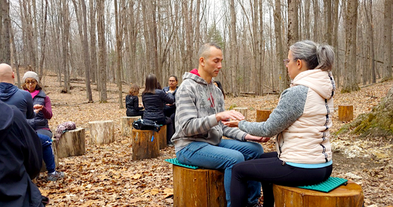 Relationship Healing session in the woods near Honor's Haven Retreat