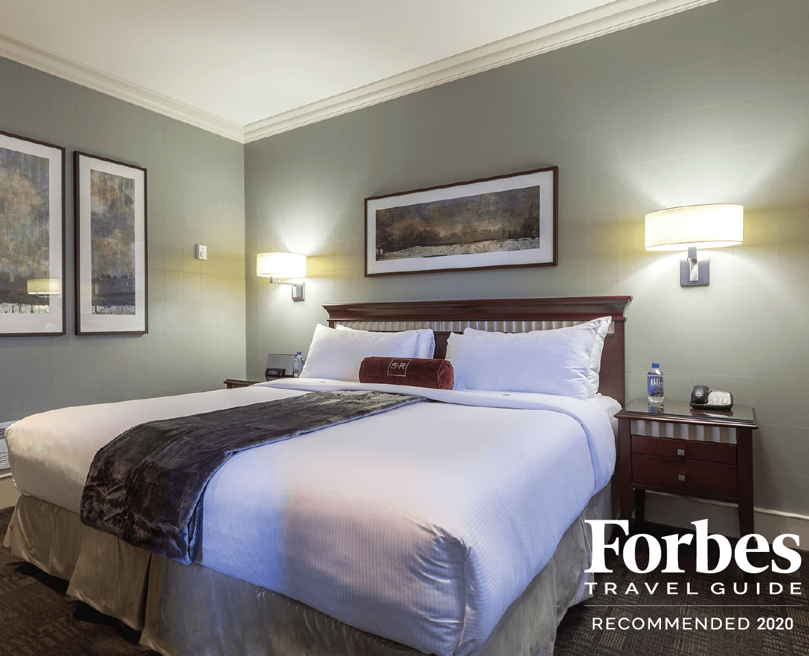 bed in hotel room