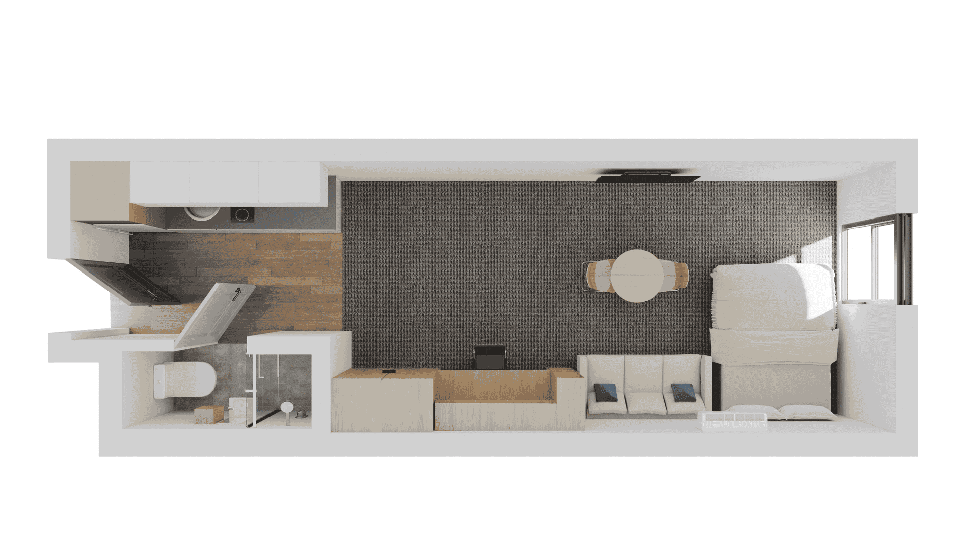 Floor plan of a Studio Large Apartment with an area of 26m2 in Melbourne City by UniLodge.