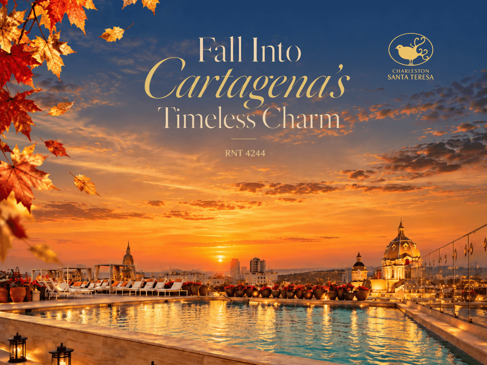 Escápese a Cartagena y disfrute de una experiencia que combina historia, lujo y bienestar en el Hotel Charleston Santa Teresa.  Reserve una estadía mínima de dos noches y reciba un bono de spa de COP $60.000 por estancia, ideal para complementar sus días 
