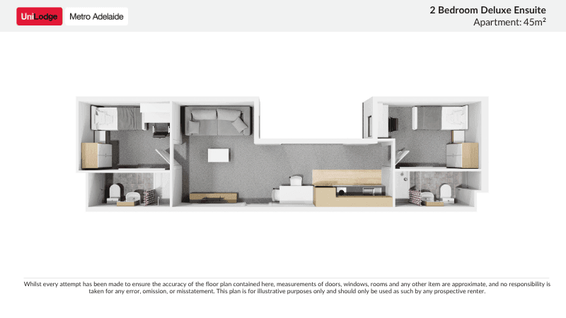 2 Bedroom Deluxe Ensuite Floorplan