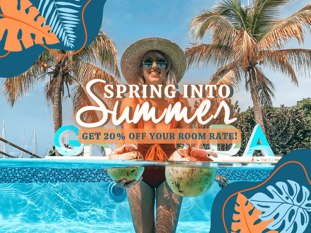 Spring into Summer offer poster at True Blue Bay Resort