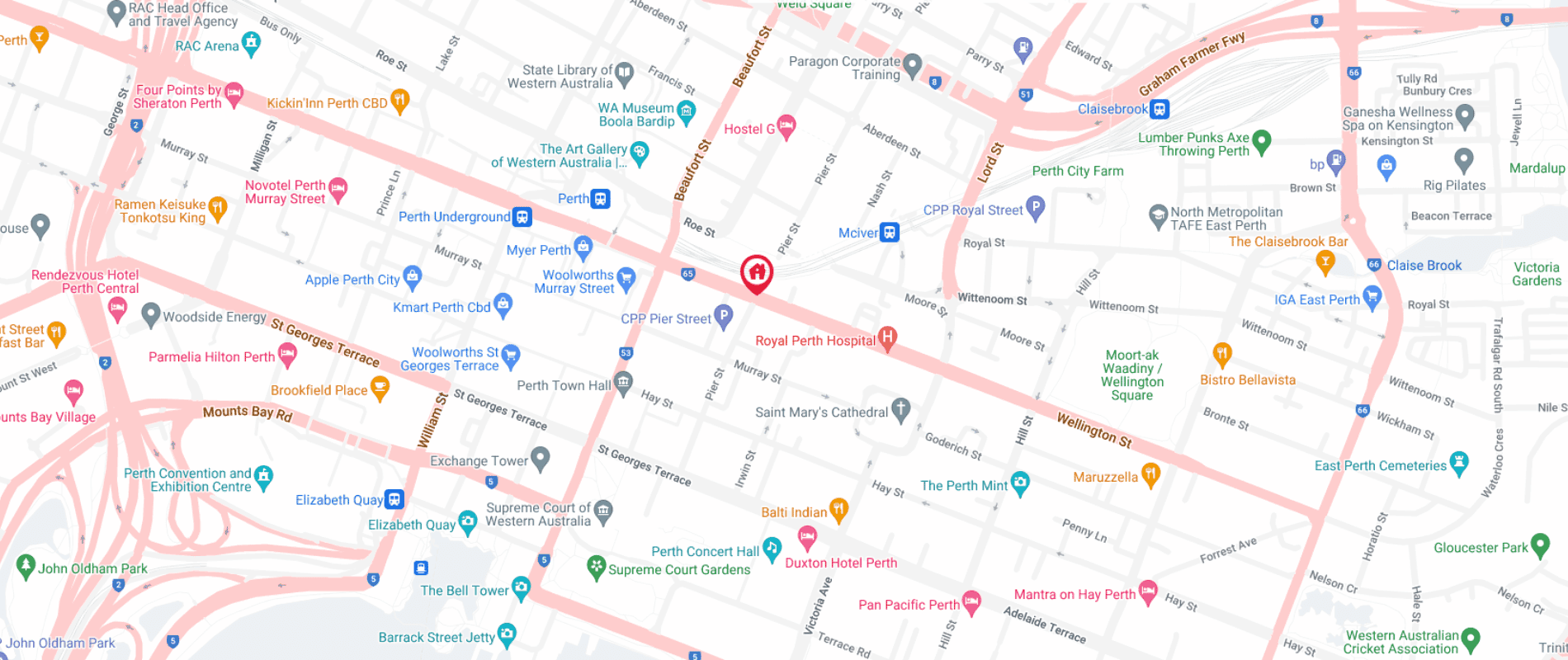 UniLodge Perth Central Map