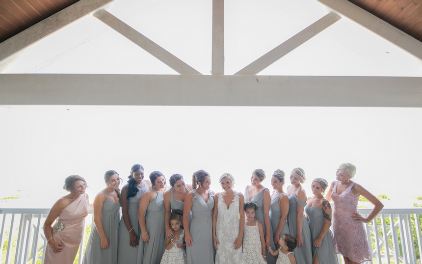 Bridesmaids taking a photograph with the bride at our South Jersey wedding venue