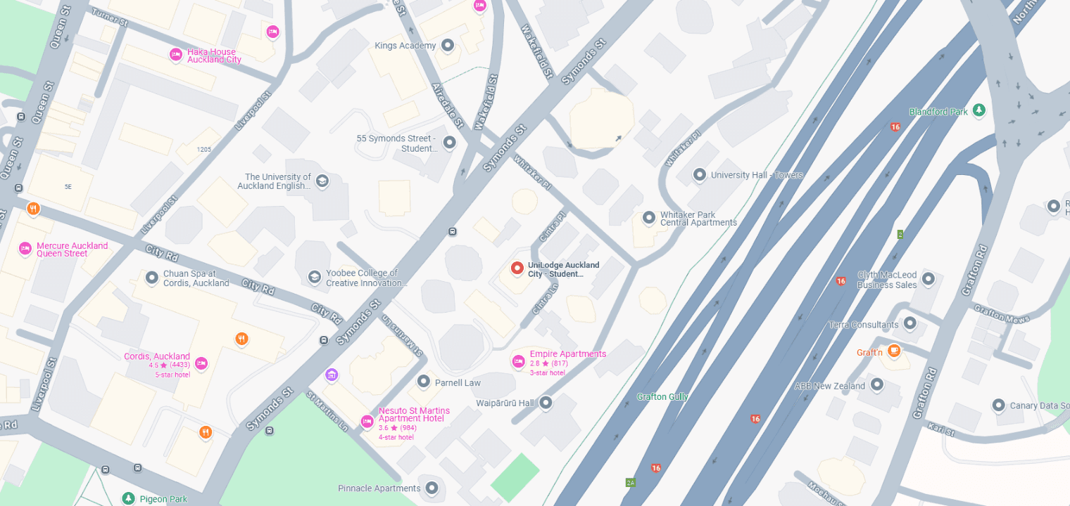 UniLodge Auckland City Map