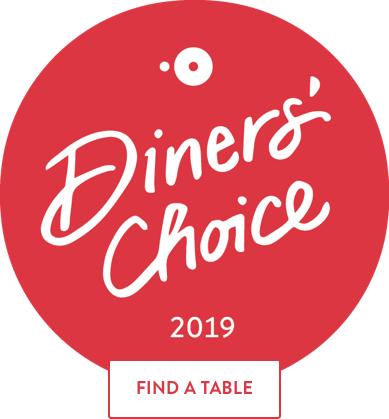 Text logo of a Diner's Choice used by Warwick Seattle