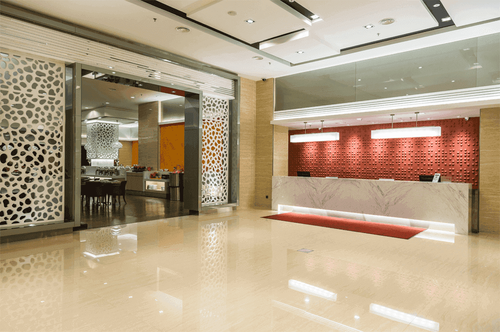 Interior of the lobby area with the reception counter at Sunway Hotel Seberang Jaya