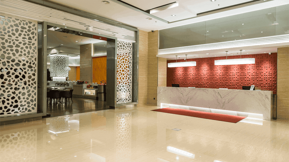 Interior of the lobby area with the reception counter at Sunway Hotel Seberang Jaya