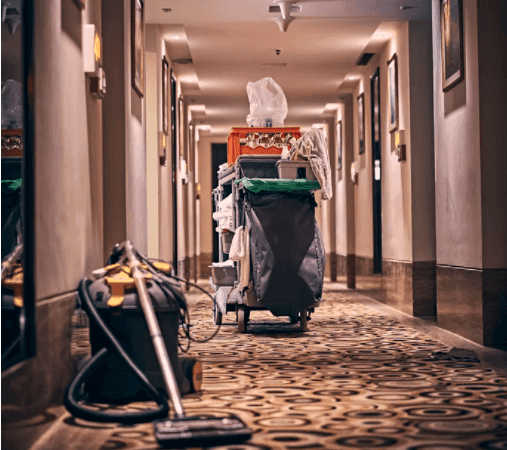 Maid's Cart left in the corridor at Hotel Mont Gabriel Resort