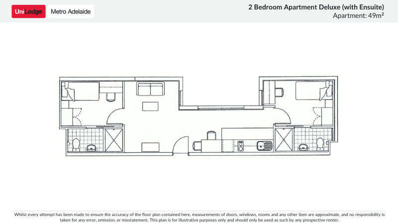 2 Bedroom Apartment Deluxe (with Ensuite) - Floor Plan