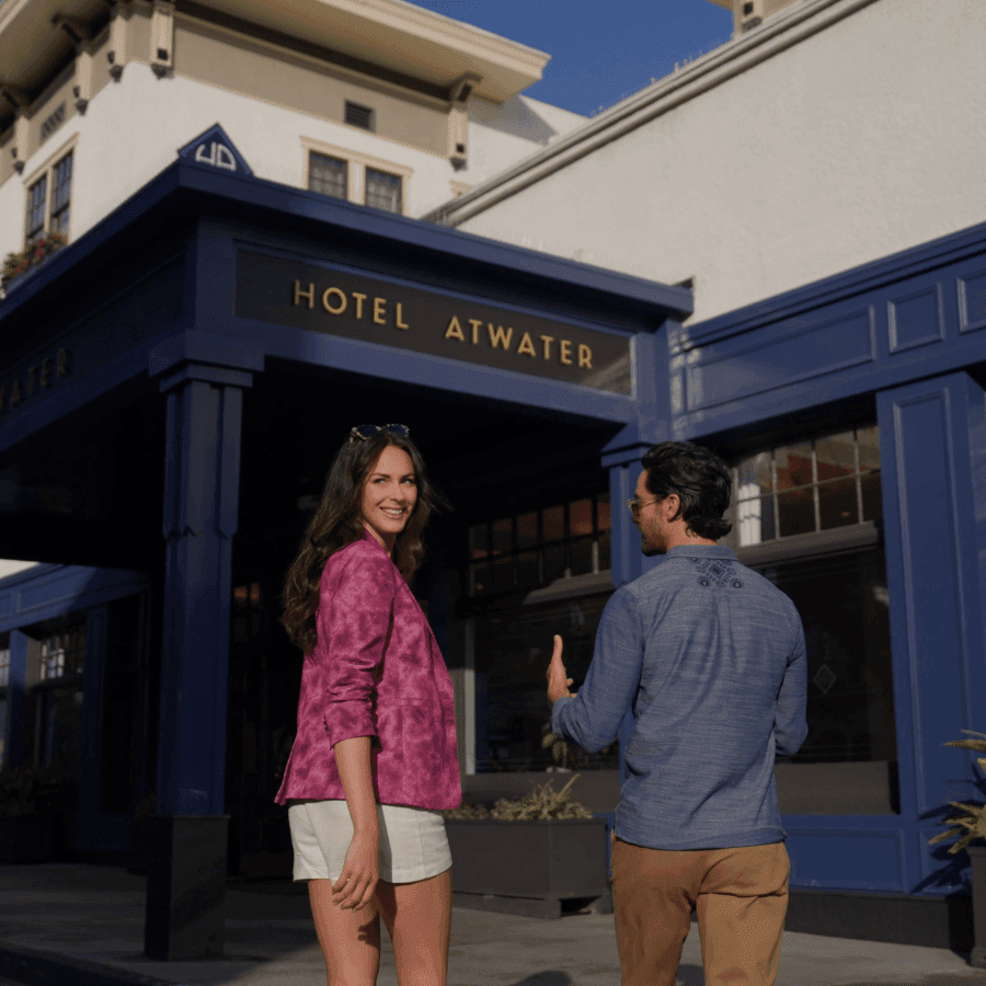 Couple Outside Hotel Atwater