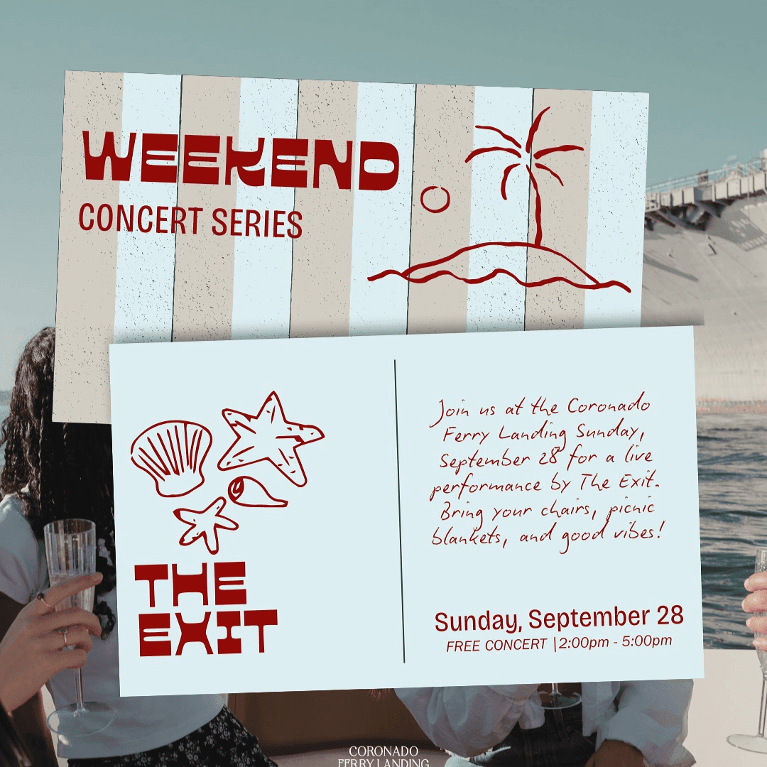 Coronado Ferry Landing Weekend End Concert Series - The Exit | What to do in San Diego | El Cordova Hotel