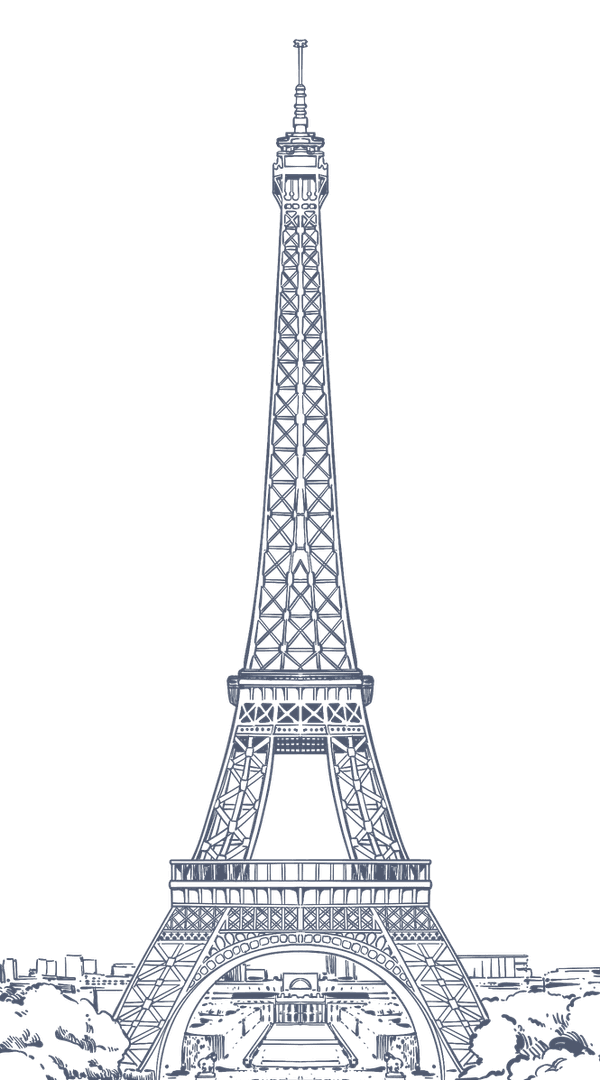 Detailed drawing of the Eiffel Tower in Paris used at arwick Hotels & Resort