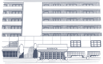 Vector illustration of Warwick Entrance used at Warwick Denver