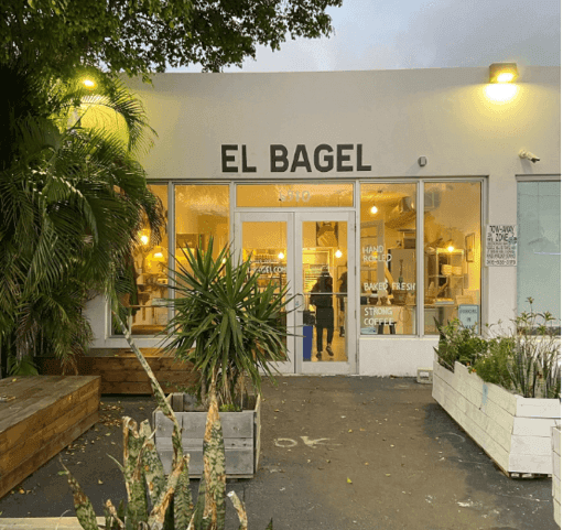 Front exterior Scene from EL Bagel .in MiMo District, Miami
