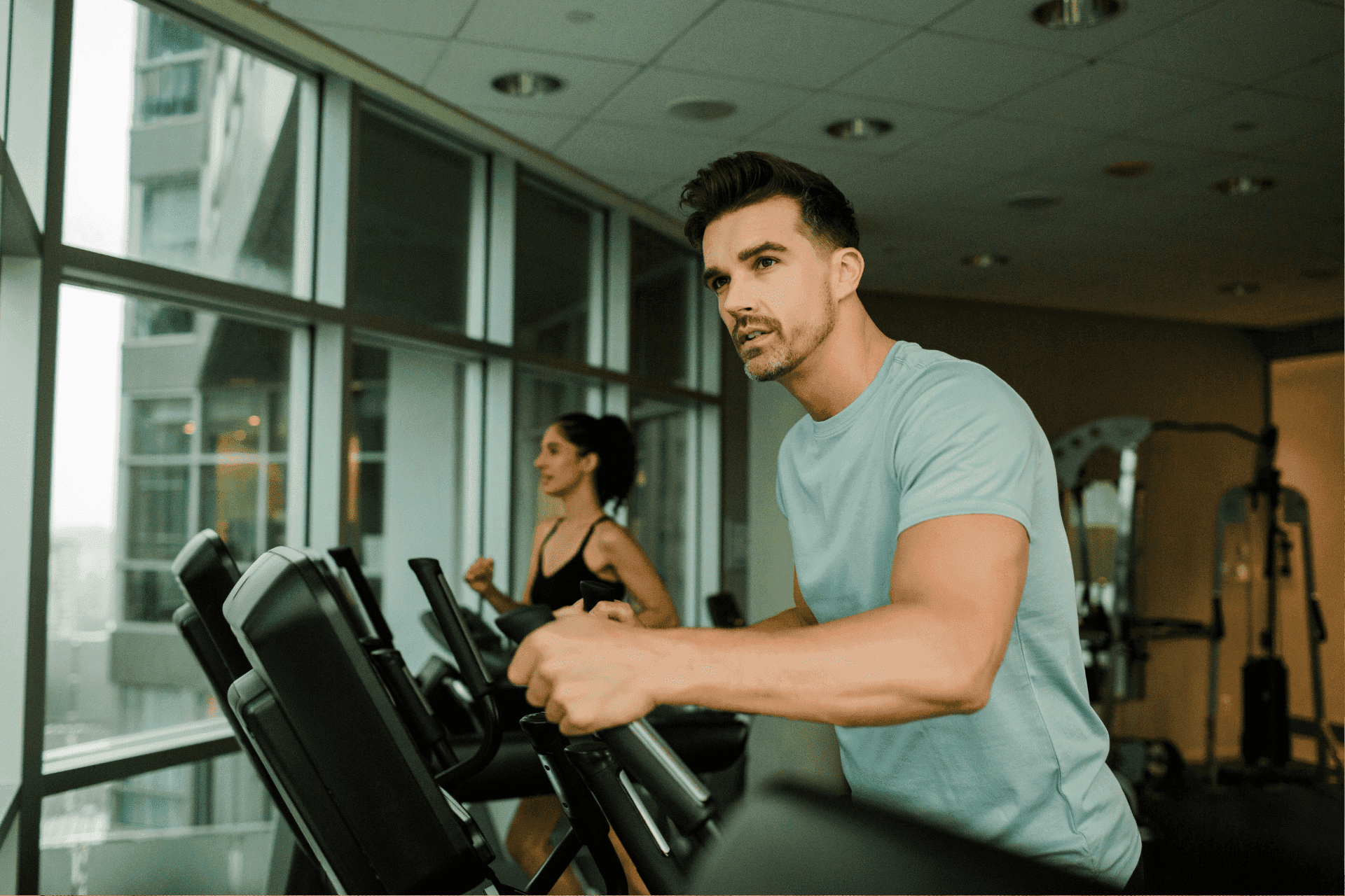 A Man And Woman Working Out In The Gym At Warwick Le Crystal 8640