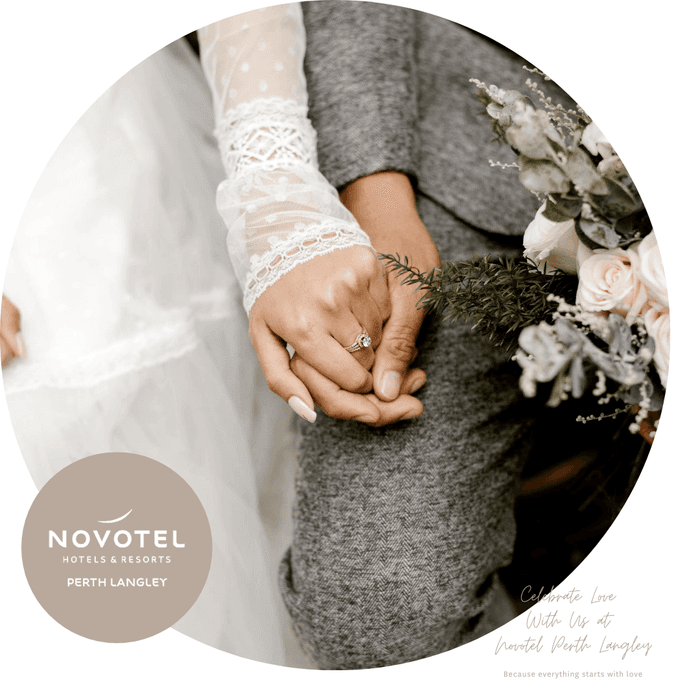 couple holding hands wedding at Novotel Perth Langley | Accommodation Perth CBD | Accommodation Perth WA