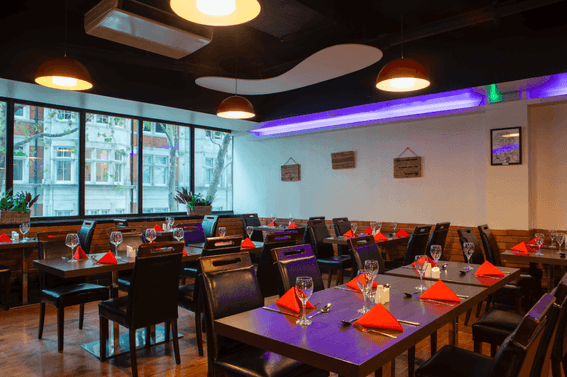 Dining area in Sage & Chilli Restaurant at St. Giles London