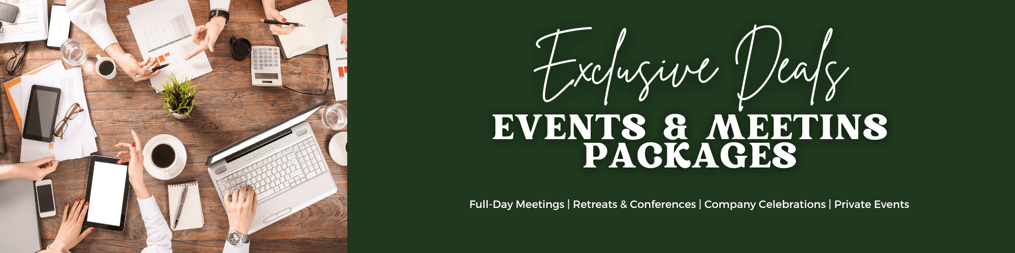 Events and Meetings packages poster used at YWCA Fort Canning Lodge