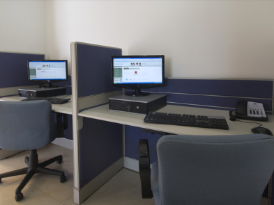 Separated workstations in the Business Center at One Hotels