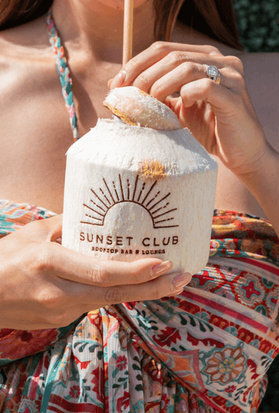 Hotel-branded trimmed coconut at Costa Beach Resort