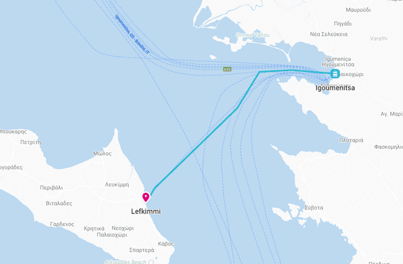 The map of travel to kavos