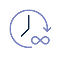 Clock symbol with infinity sign on black background at Park Hotel Group
