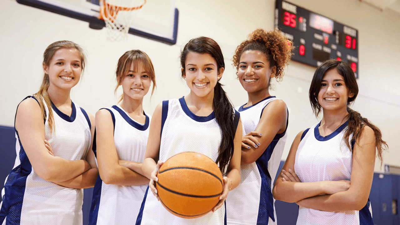 Young women basketball team