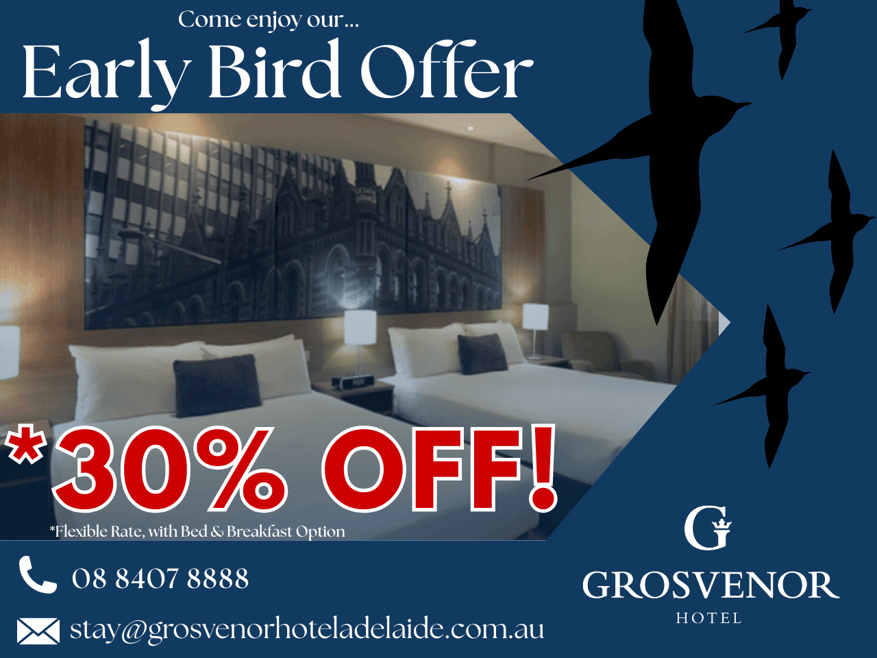 Early Bird Offer, 30% Off Flexible Rate