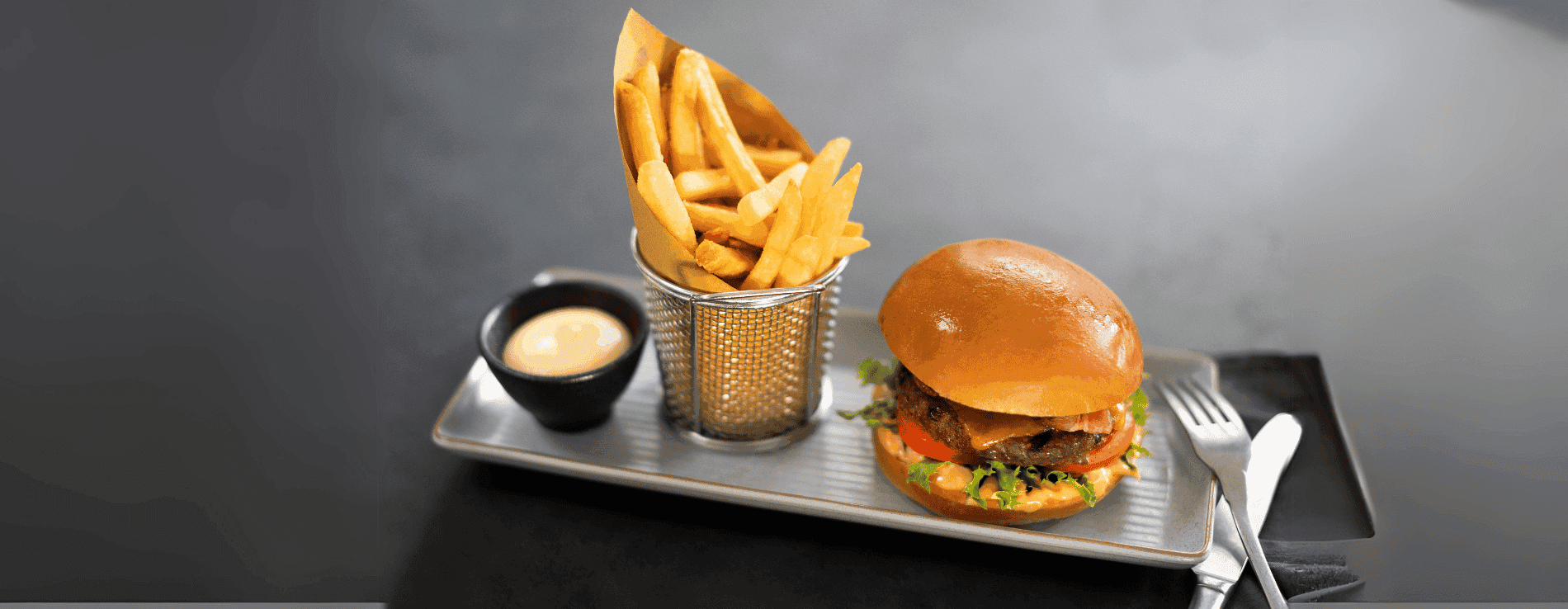 Burger and Fries at the Novotel Sydney International Airport 