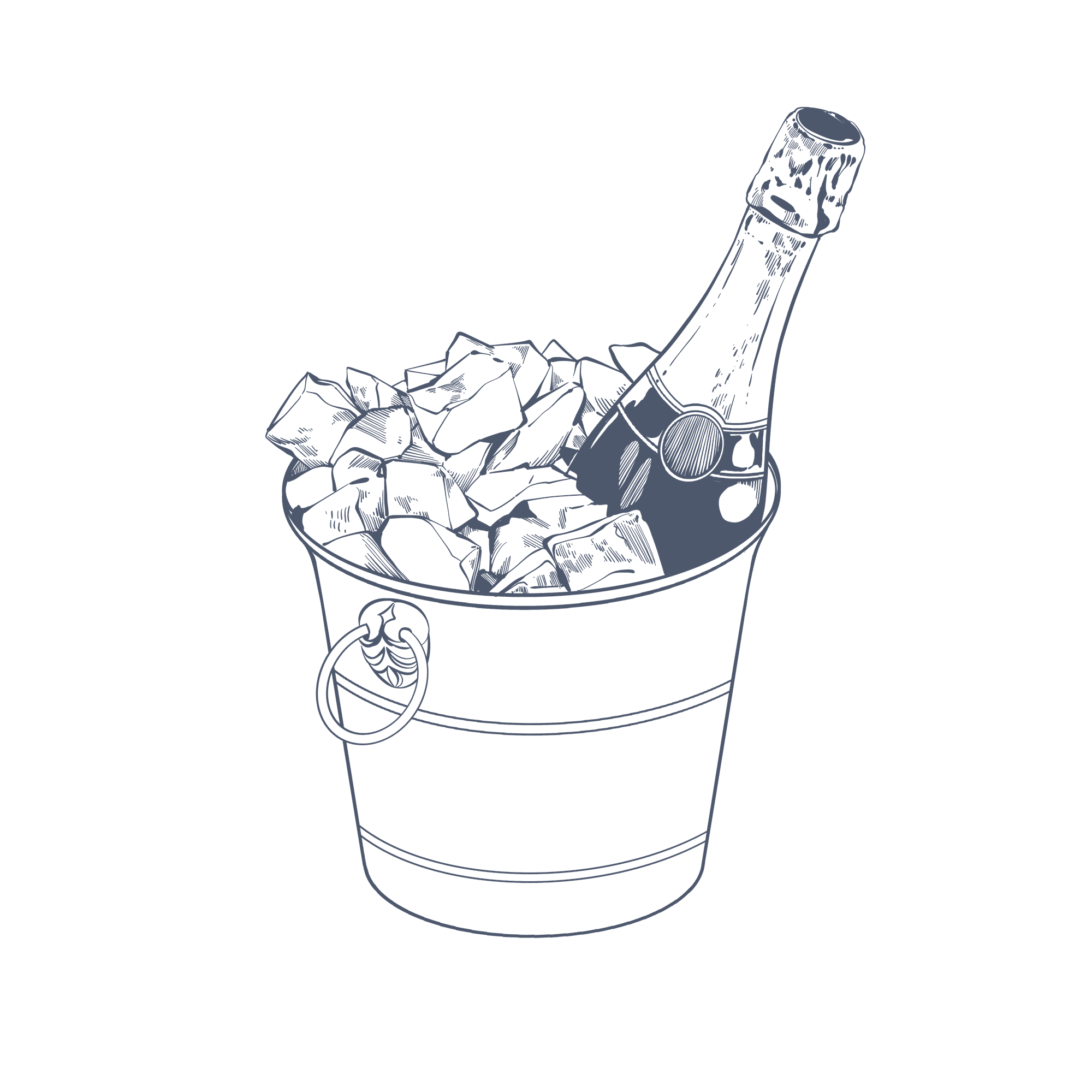 Champagne bottle chilling in an ice bucket by a dark background at The Capital Hotel, Apartments and Townhouse