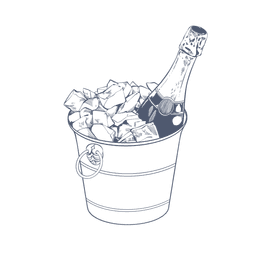 Champagne bottle chilling in an ice bucket by a dark background at The Capital Hotel, Apartments and Townhouse