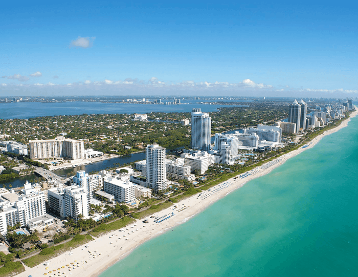 Aerial view of the city & beach at Diplomat Beach Resort