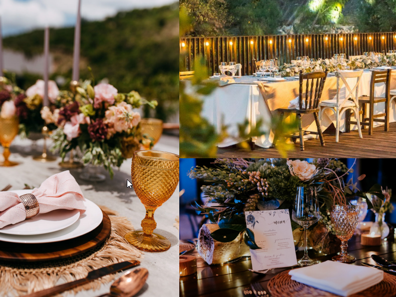 Collage of dining tables at the La Coleccion Resorts