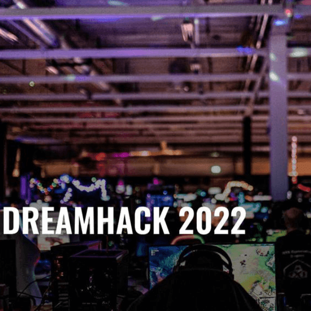 dreamhack heading and behind this are individuals playing games on computers