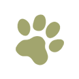 Icon of dog paw to represent pet friendliness.