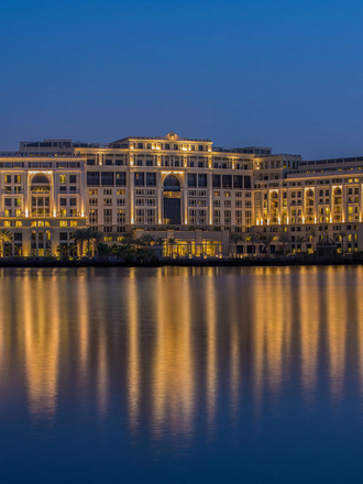 Exterior view of the hotel from the sea at Palazzo Versace
