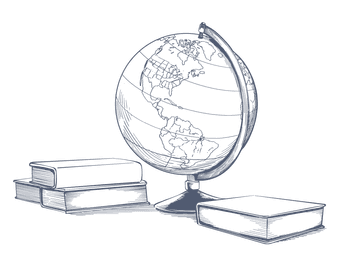 Vector illustration of Globe and three books used at Warwick Corporate