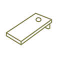 Cornhole game icon at Driftaway Hotel and Pool