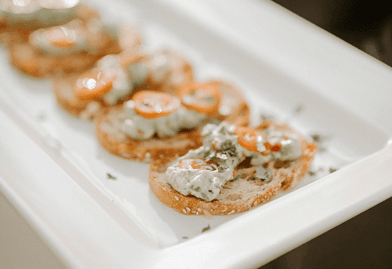 Close up of Bruschetta served in Inn at Willow Grove Virginia Resort