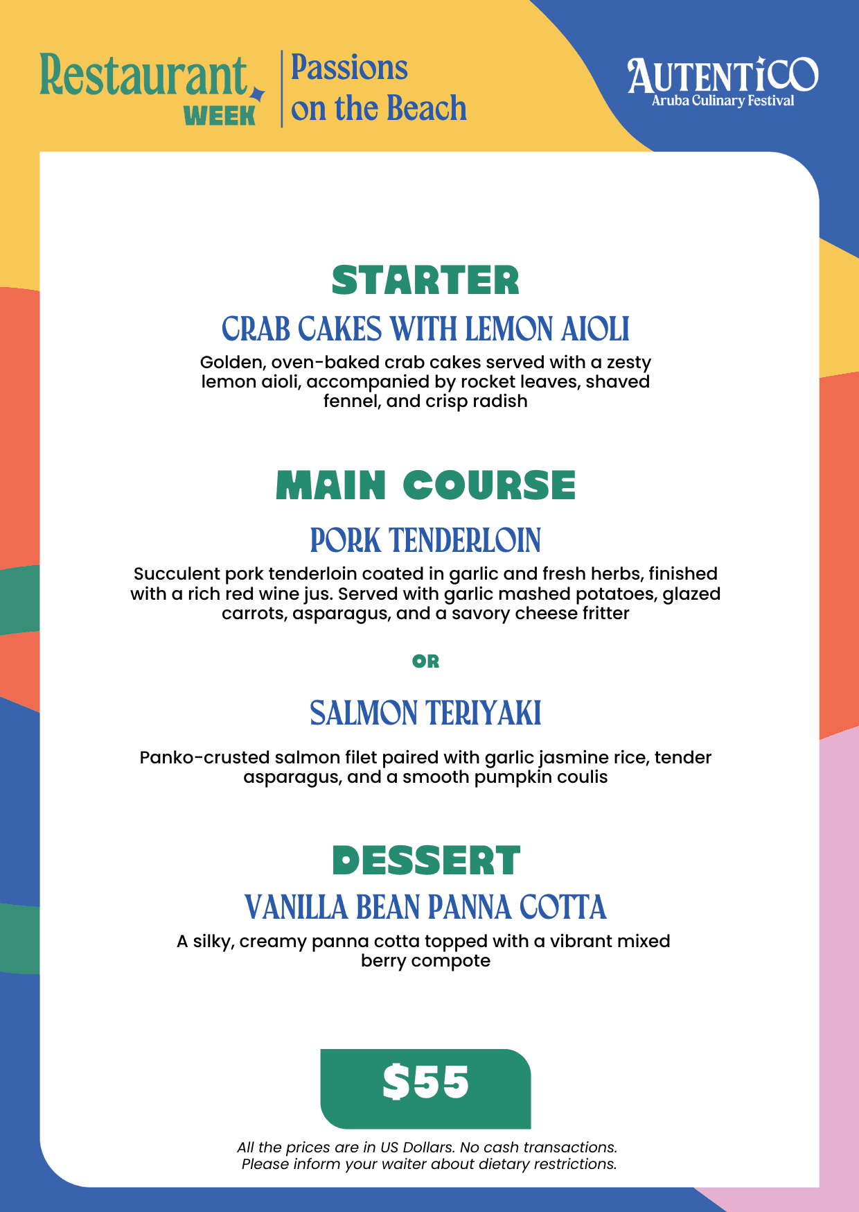 Restaurant Week Menu - Passions on the Beach