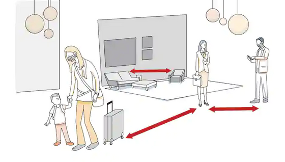 Illustration of Heath and Safety precautions at Jasper Hotel